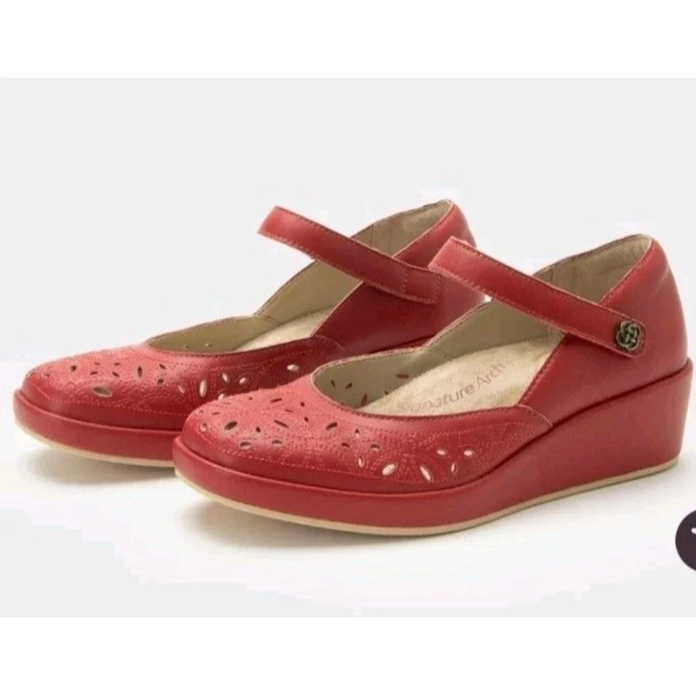 Alegria Hayes Ruby Breeze Mary Jane Leather Wedge Shoes Sz 41  US 10.5-11 NEW